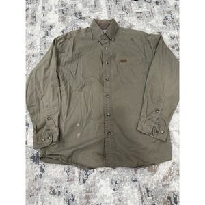 VTG Carhartt Shirt Mens Small Beige Denim Workshirt Long Sleeve Thick